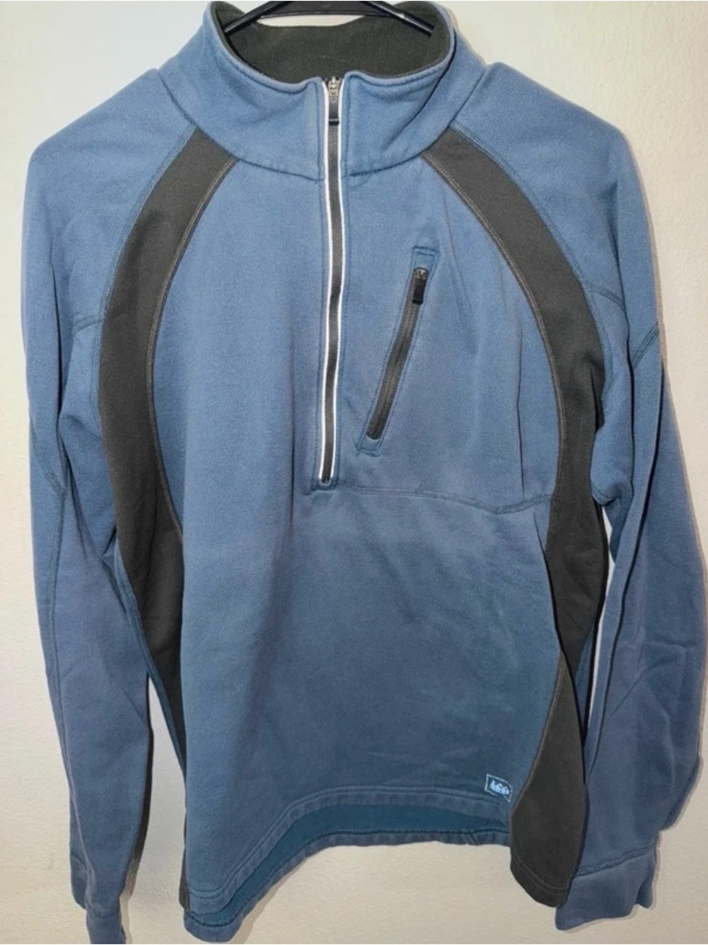 REI Blue and Black Half-Zip Fleece Pullover